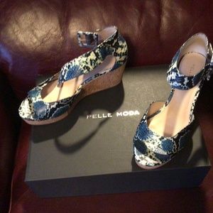 Pelle Moda open toe wedge.